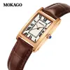 Reloj Mokago Más Vendido Transfronterizo Cuadrado Retro Delgado y Ligero Resistente al Agua 30m Reloj de Cuarzo de Lujo Ligero Reloj de Nicho para Mujer