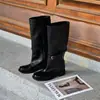 Estação Europeia Todo Couro Genuíno Outono/Inverno Novas Botas de Cavaleiro Botas Longas Retrô Botas Altas Maillard Sola Plana Não Acima do Joelho Botas Retas