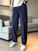 Pantalones Casuales de Pierna Recta con Cordones Estilo High Street para Hombre, Pantalones Finos Juveniles de Moda, Nuevos Pantalones Largos de Tacto Fresco Verano 2026