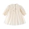Vestido de Renda para Bebê Menina Primavera e Outono Um Ano Estilo Francês Aniversário Lua Cheia Elegante Tule Macio Manga Longa Vestido Princesa Vestido para Bebê