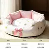 Cama sofácama para gato, cama cálida floral de princesa para mascotas para invierno, colchoneta para dormir en sofá, cama para perro, colchón para todas las estaciones