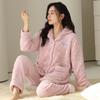 Pijamas femininos 2024 inverno flanela engrossado lã forrada dupla face lã casa roupas terno inverno casual outwear