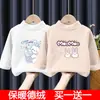 Camiseta Básica Feminina de Veludo Dupla Face com Mangas Longas Outono e Inverno Gola Alta Meia Top para Crianças Tamanhos Médio e Grande Camiseta Quente para Meninas