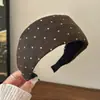 Diadema de lunares negros y grises de ala ancha para mujer, Diadema de estilo retro, Pasador de estilo coreano, Accesorio para el cabello que no tira del cabello