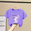 2314 # Ropa Infantil Niñas Camiseta de Manga Corta 2025 Nueva Mediana y Grande Niños Algodón Puro Niños Verano Delgado Camiseta Tops