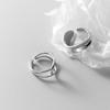 Anillo de doble capa de plata esterlina s925 con superficie irregular, ancho y hueco, pulsera minimalista europea y americana de celebridades de Internet J9285