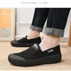 Sapatos slip-on masculinos para proteção do trabalho, resistentes ao desgaste, resistentes a odores, antiderrapantes, de sola plana em lona para canteiros de obras, unissex