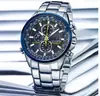 Reloj de pulsera para hombre de tres ojos y seis pines, de negocios, azul caliente Ángel del Oeste Hierro West c caliente AliExpress, reloj de tiempo, multifunción