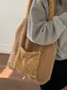 Bolsa de Hombro Popular de Lana de Cordero Otoño e Invierno para Mujer 2025 Nuevo Estilo Coreano Gran Capacidad Moderna Bolsa de Felpa