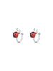 Clip para Oreja de Asta de Granate Rojo para Mujer Plata S925 Chapada Clip para Oreja Pendientes Pequeños Simples Mori para Estudiantes