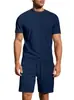 Traje Casual Esportivo de Verão para Homem, Jacquard Liso, Manga Curta, Shorts Soltos e Respiráveis, Europeu e Americano, Amazon