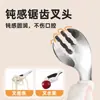 Cuchara para bebés que aprenden a comer solos, Cuchara de silicona con mango suave para alimentar, Juego de tenedor y cuchara para niños