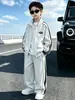 Conjunto de Cardigã Masculino para Primavera e Outono, Conjunto Esportivo Estiloso Infantil Estilo Coreano, Roupas Legais para Crianças Maiores, Transfronteiriço