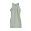 Vestido Colete Sem Manga de Temperamento Feminino Verão Novo para o Trabalho Estilo Coreano Cintura Marcada Emagrecedor Saia Longa/Curta Gentil
