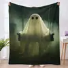 Manta de Halloween Manta Linda de Fantasma y Calabaza Serie 2 Manta Decorativa para Oficina Manta de Franela Otoño e Invierno