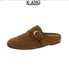 Mules sin cordones de piel genuina, perfectos para usar al aire libre, al estilo de Birkenstock o Mocasines, con una estética retro y vintage