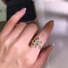 Anillo de Plata S925 con Piedra de Cristal Natural para Mujer Ajustable Serie Transfronteriza de Piedras de Colores Peridoto Topacio Estilo Caliente Xiaohongshu