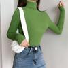 Comércio exterior Outono e Inverno Novo Estilo Coreano Slim-fit Slimming Gola Alta All-match Manga Comprida Malha Top Base Interna Camisa para Mulheres