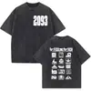 [Lavado Transfronterizo] Estilo de Vida de Rapero Camiseta Lavada Retro Hombres y Mujeres Moda Hip-Hop Alta