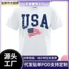 Camisetas Estampadas Hip Hop Bandeira de Carta 180Gusa Transfronteiriça para Homens Mulheres C