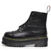 Botas de Motociclista Audemars Piguet Estilo Britânico Dupla Utilização Solado Grosso 8 Furos 1460 com Zíper Frontal, Botas de Cano Curto em Couro Granulado de Camada Superior com Solado Plataforma