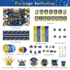 Feliz Cumpleaños Serie Azul Dorado Set de Vajilla para Fiesta de Cumpleaños Tenedor Boda Festiva Cuchara Plato de Cena Vajilla
