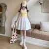 Saia Midi Curta Estilo Japonês Cáqui para Mulheres, Estilo Fino de Verão, Nova Saia Midi Evasê Emagrecedora de Cintura Alta 2026, Saia Evasê