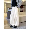 Nuevos pantalones casuales de otoño para hombre, estilo Hong Kong, corte holgado, marca trendy japonesa, pantalones ajustados para jóvenes, pierna ancha y bajo ancho