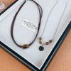 Maillard Tiger Eye Gargantilha de couro Clavícula Cadeia Nova Estilo Chinês Retro Cyber Celebrant Colar de Contas Acessórios de Corrente