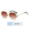 Gafas de sol de marcas grandes, sin montura retro, personalizadas, con montura cuadrada de moda, poligonales, protección solar para mujer, gafas de sol con protección UV