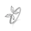 Bestseller internacional: anel deslumbrante de borboleta todo em diamantes com abertura ajustável, zircônia navete, anel de moda de luxo leve para mulheres