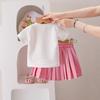 Trajes de Verano Nuevos Lindos Rosados para Niñas Europeos y Americanos Transfronterizos para Niños Pequeños y Medianos Camisetas de Manga Corta + Faldas Rosadas Plisadas