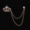 Comércio exterior nova moda grande pedra Hao coroa raquete de tênis de mesa broche alfinete de lapela fivela de colarinho de terno joia acessórios de vestuário