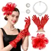 Accesorios para fiestas de festivales de carreras de caballos más vendidos de Amazon: conjunto de tocado de plumas, guantes, combinación de aretes y collar, accesorios de actuación