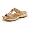 U899-2 Amazon 2026 Nuevo Estilo de Verano Sandalias de Talla Grande, Chanclas Casuales de Cuña Bordadas Bohemias