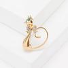 Broche de gato de cola larga con lazo incrustado de diamantes simple de estilo coreano de alta gama, lindo y brillante broche de gatito, accesorios versátiles