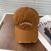 Zhao Lusi letras lavadas y desgastadas para mostrar la cara pequeña bordado gorra de béisbol pareja Calle versátil profundo superior gorra con visera moda