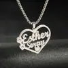 Pendente de Amor com Design Coreano com Diamantes e Letras Inglesas Colar Vazado Moderno Simples Personalizado Corrente para Clavícula Venda por Atacado