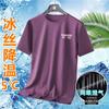 Playera Deportiva de Manga Corta para Hombre de Secado Rápido Cuello Redondo para Correr Fitness Verano Casual Delgada Seda de Hielo Transpirable Traje de Entrenamiento