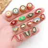 Acero Inoxidable Doble Cara Esmalte Gota de Aceite Ojo Cuentas Espaciadoras Cuentas Sueltas Cuentas Cuadradas Pulsera DIY Europea y Americana Accesorios de Joyería
