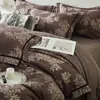 Juego de Cuatro Piezas de Lino Estampado Original de Lujo Ligero de Alta Calidad con Encaje de Cinta, Funda de Edredón Engrosada, Sábana, Ropa de Cama, Textiles para el Hogar Nantong