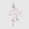 Nuevo Ins Creativo Lindo Dulce Rosa Estrella de Mar Lazo Fresa Diamante de Imitación Llave Llavero DIY Colgante de Bolso
