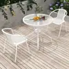 Mesas e Cadeiras de Exterior para Pátio e Varanda, Mobiliário de Lazer Branco para Exterior, Mesa de Centro Dobrável à Prova d'Água e Resistente ao Sol para Refeições ao Ar Livre