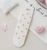 Calcetines de encaje con lazo de fresa, hasta la pantorrilla, Calcetines de algodón rosa y blanco de malla, Calcetines holgados estilo Soft Girl japonés