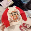 Moletom Novo de Lã de Alpaca com Forro de Fleece, Color Block e Desenho Animado, Gola Redonda, Outono/Inverno 2026 para Meninos e Meninas