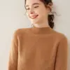 Cuello semi-alto manga raglán punto acanalado punto de cachemira capa base top mujer manga larga holgado moderno suéter cálido versátil