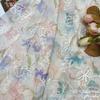 Tecido de renda com bordado de flor colorida em malha de renda bordada vestido roupas infantis Tecido de Comércio Exterior
