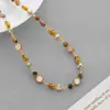 Collar de Piedra Ojo de Tigre Estilo Mismo de Dilireba para Otoño e Invierno, Color Castaño, Lujo Ligero, Sensación de Alta Gama, Cadena de Clavícula en Capas