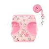 Arnés bonito para mascotas con alas y estampado de rosas para pasear gatos y perros, adecuado para todas las estaciones, arnés estilo chaleco para perros pequeños y medianos