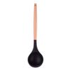 Cuchara sopera de mango de madera alargado en stock de fábrica color cuchara para cocinar herramientas de cocina mango de madera cuchara sopera de silicona